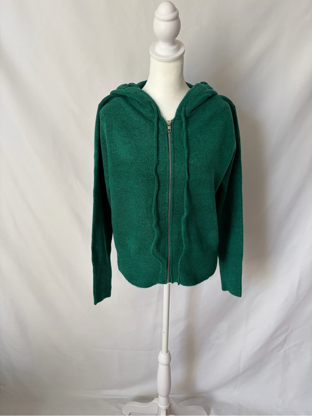 New Zenana knit long sleeve zip-up hoodie sweater Hunter Green size Large